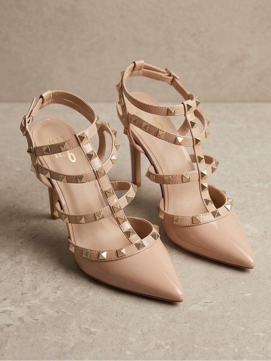 Mix No. 6 Shoes - Mix No. 6 Beige Pointed-Toe Studded Strappy Flats